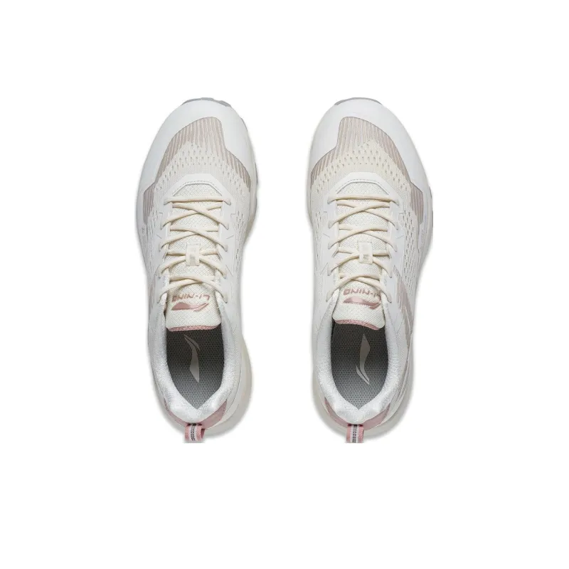 LiNing Gundam Slip Resistant Cushioning Wear Resistant Low Top Running Shoes Women's Ecru Pearl White-3