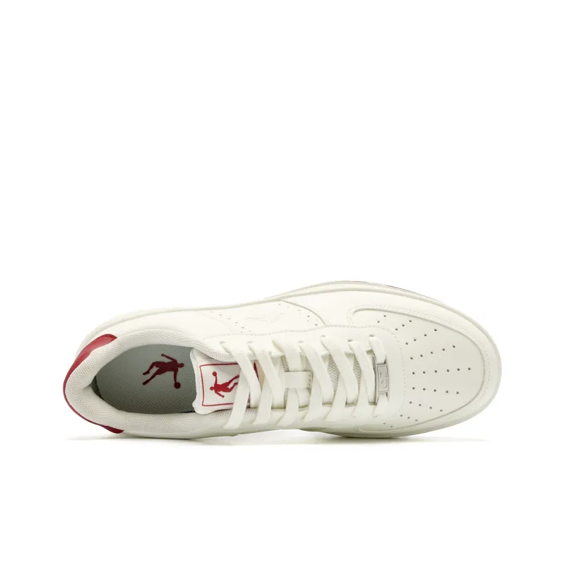 QIAODAN Five Centimeters Skateboard Shoes Men Low Top Ivory Iron Red-3