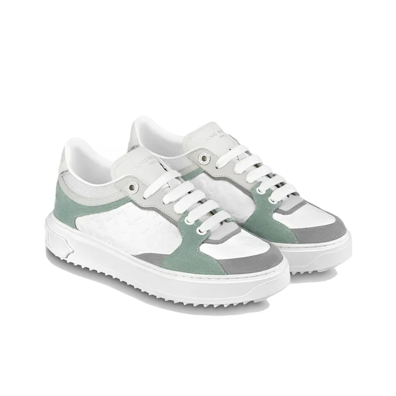LOUIS VUITTON Time Out Sneakers 'White Mini Monogram With Green Grey' Women's-2