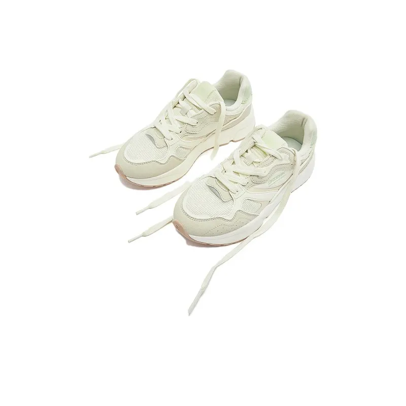 QIAODAN Anti Slip Wear Resistant Low Top Casual Shoes Women's Beige Green-2