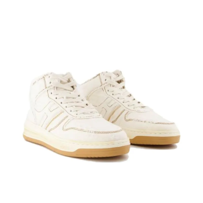 HOGAN H630 Mid Top Skateboard Shoes Women's Beige-2