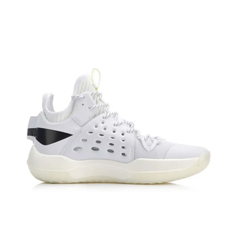 LiNing SONIC 7 Non-slip Wear-resistant Shock Absorption Mid-Top Performance Basketball Shoes White Black-1