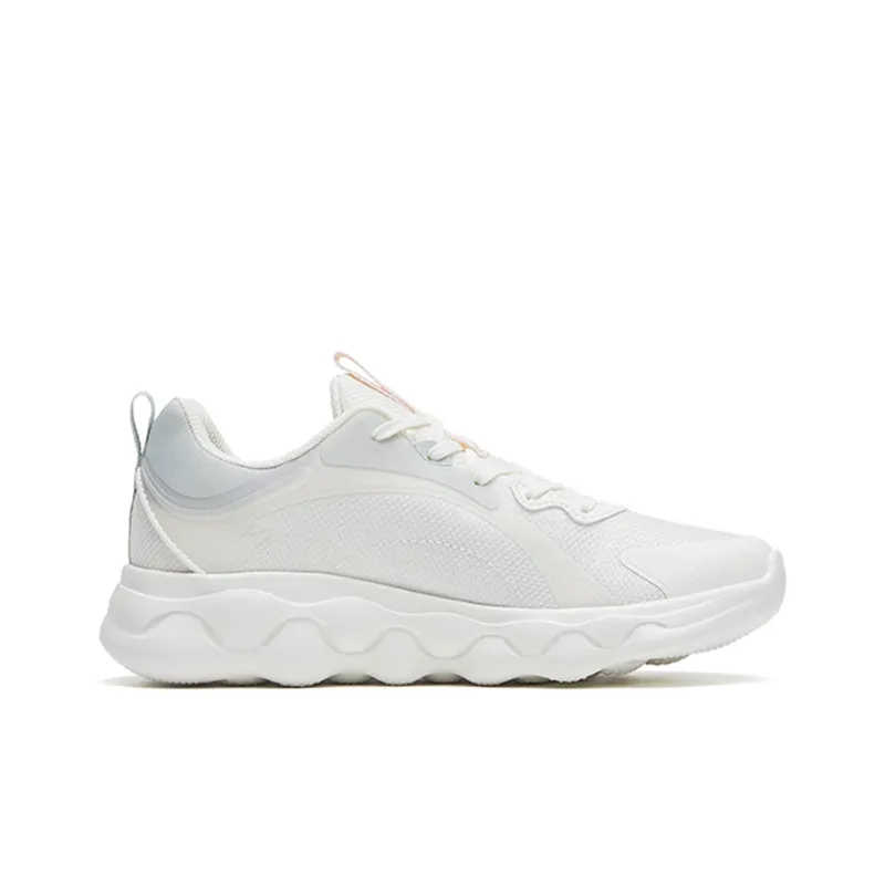 Anta Sheepskin Slip Resistant, Abrasion Resistant, Lightweight, Rebound Low Top Running Shoes Women's White Green-1