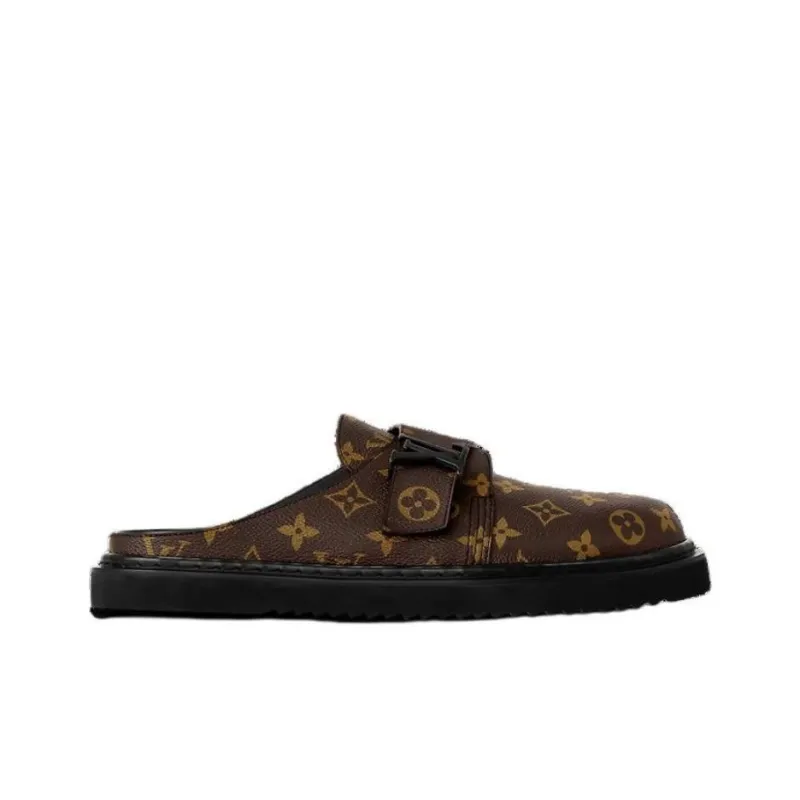 LOUIS VUITTON Easy Closed Toe Slippers Men's Brown-1