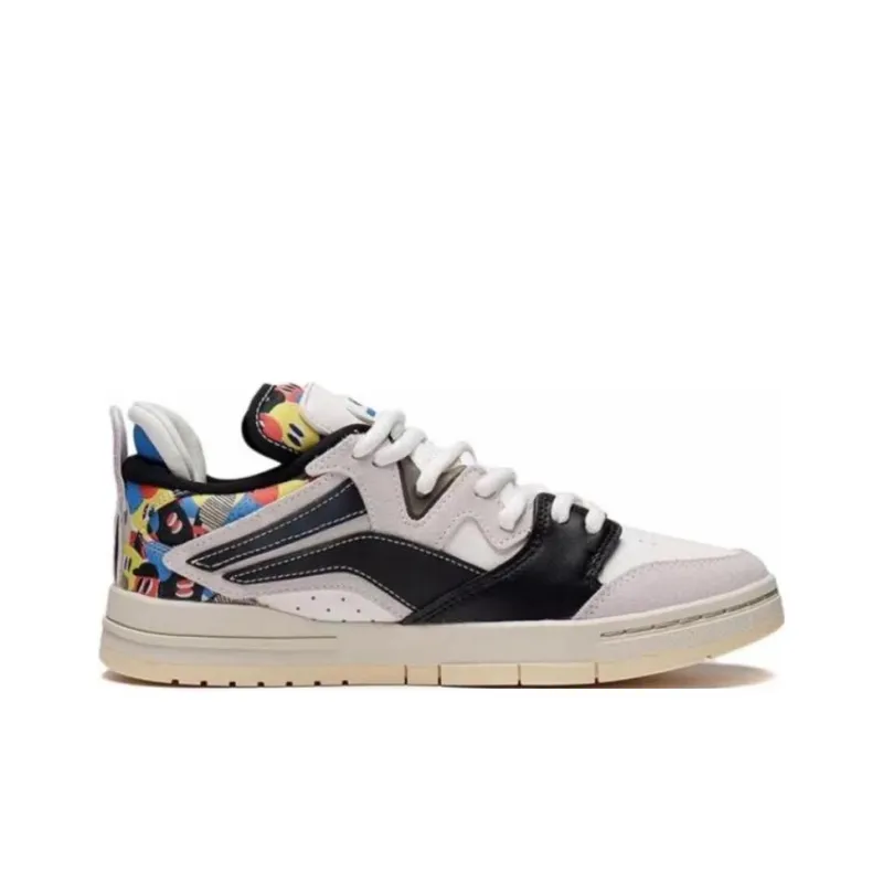 LiNing Wave Pro Anti Slip Wear Resistant Low Top Skateboard Shoes Women's White Black-1