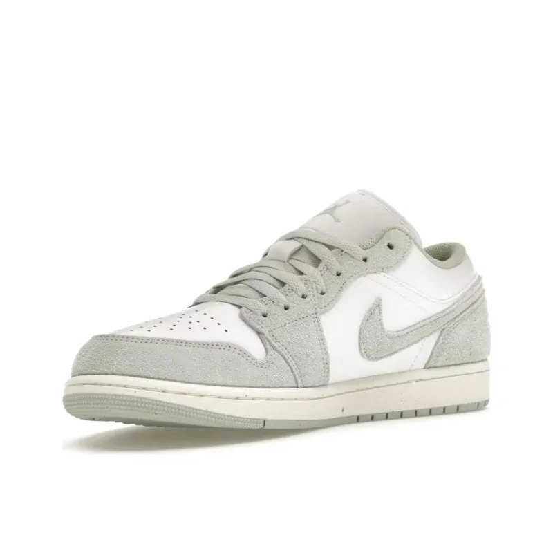Jordan Air Jordan 1 Anti-Slip Wear-Resistant Low-Top Vintage Basketball Shoes Men's White Cyan-2