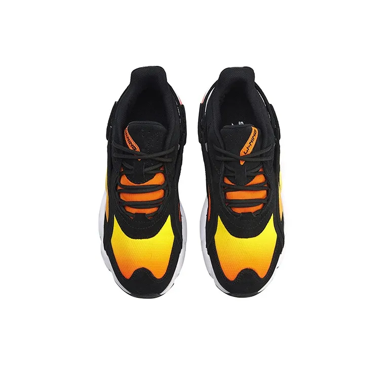 LiNing Butterfly Cushioned Slip Resistant Low Top Chunky Sneakers Black Yellow-3