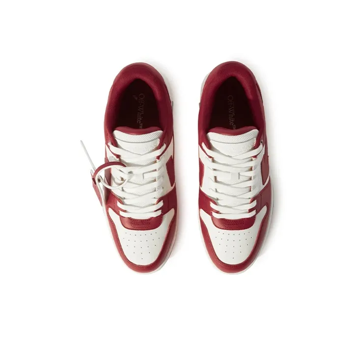 OFF-WHITE Out Of Office OOO Low Tops Burgundy White-4