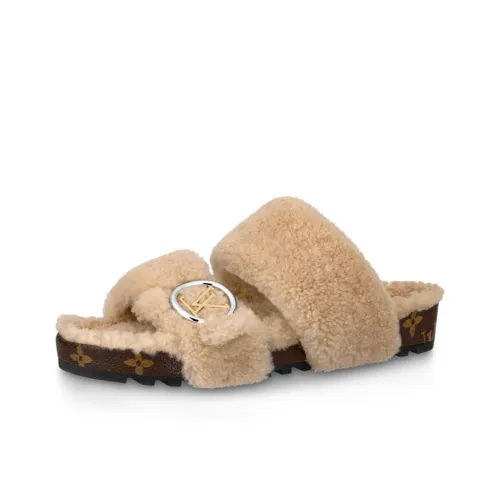 LOUIS VUITTON Bom Dia Slide Slippers Women's Nude