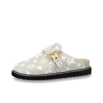 LOUIS VUITTON Cosy Comfort Closed Toe Slippers Women's Gray