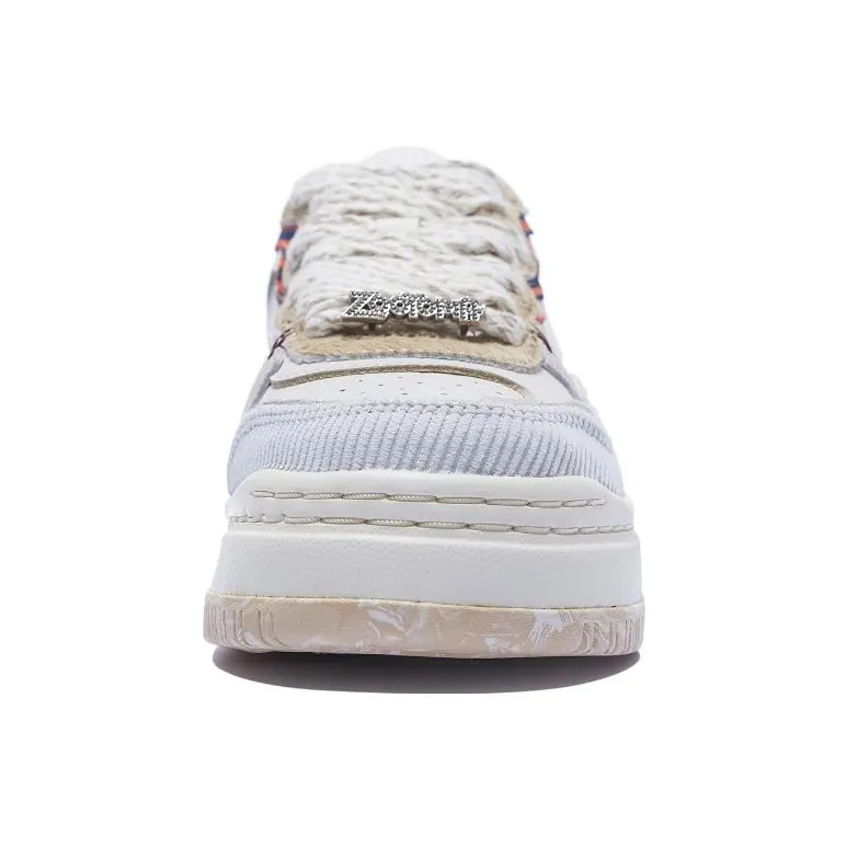 LINING Future C1 Skateboard Shoes Women's Low Top White/Gray/Cyan/Brown-4