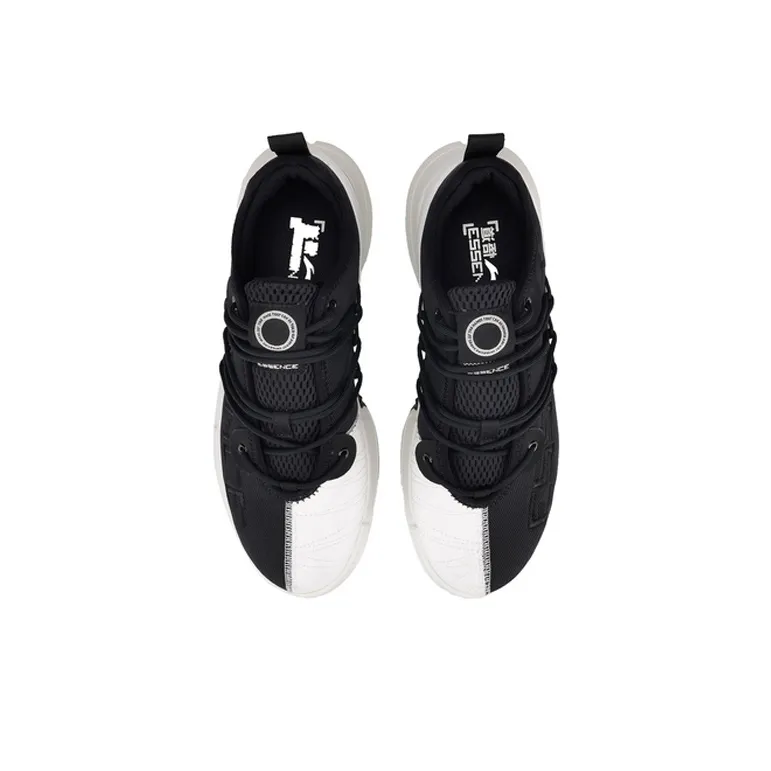 LiNing Essence 2 WS Cushioned Breathable Lightweight Slip Resistant Low Top Vintage Basketball Shoes Men's Black White-3