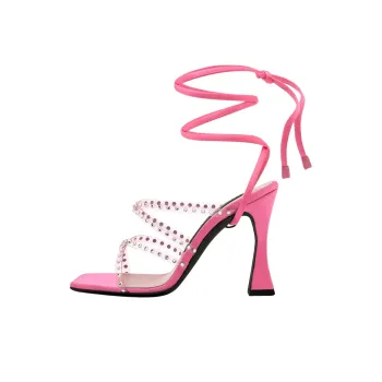 Les Petits Joueurs Nikki Strap Sandals 10cm Women's Pink