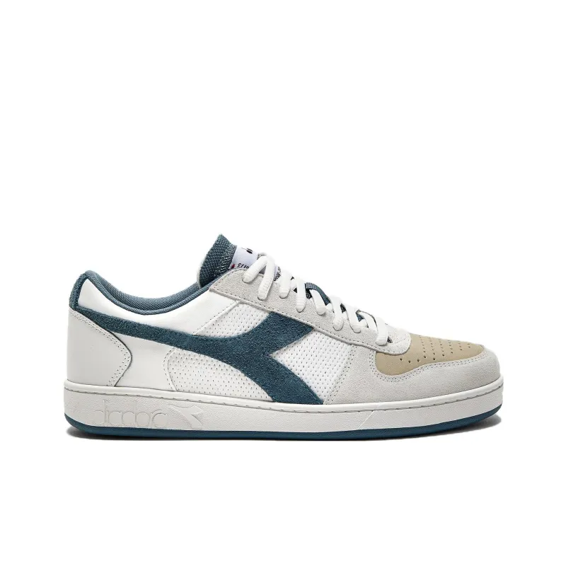 Diadora Magic Basket Lightweight Anti-Slip Low-Top Skateboard Shoes Unisex White Blue-1