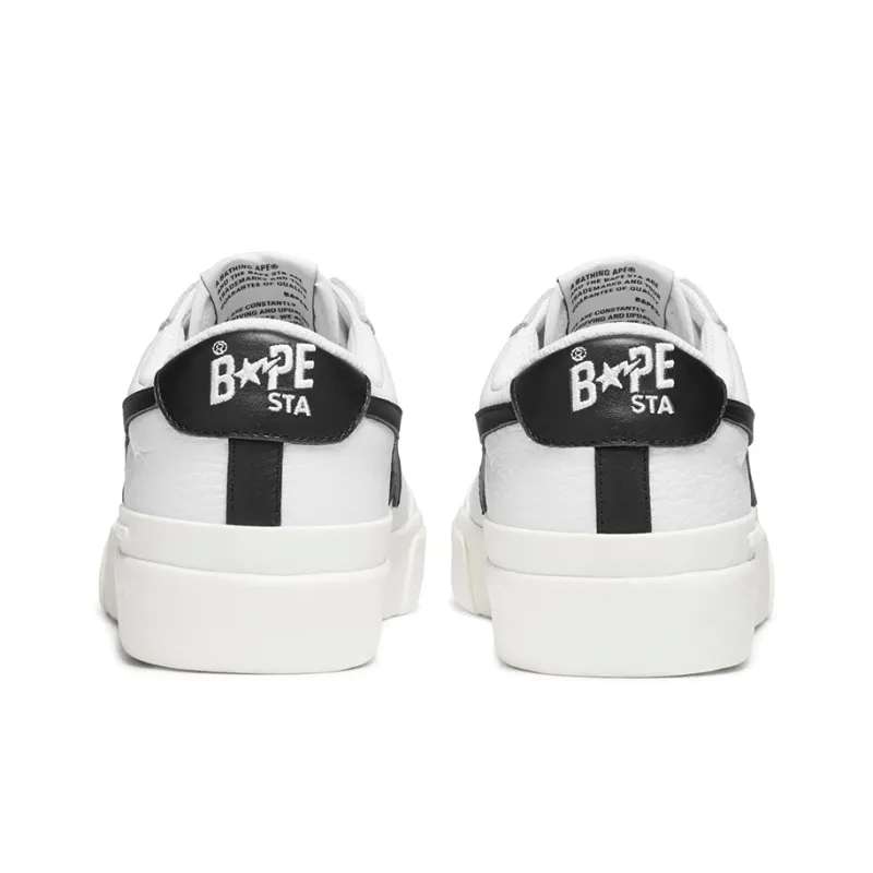 A BATHING APE MAD STA Good Sunday Low Top Stylish Skateboarding Shoes Unisex White Black-4