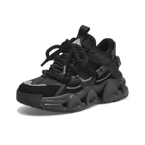Masongarments Storm 1 Height Increasing Wear Resistant Water Resistant Mid Top Chunky Sneakers Unisex Obsidian Black