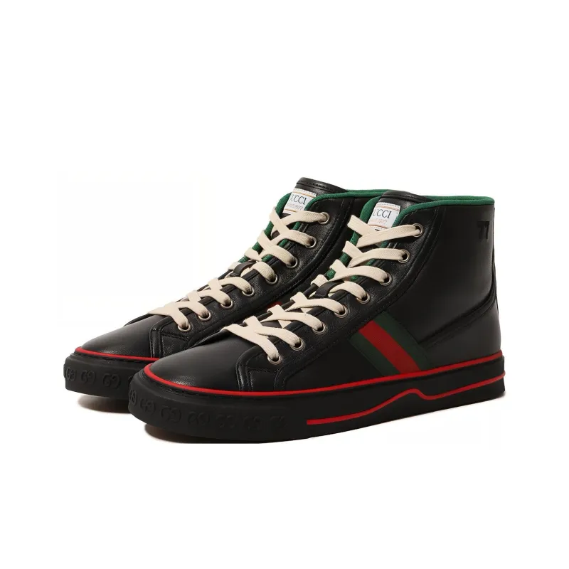 GUCCI Wear-Resistant High-Top Skateboard Shoes Women's Black-1