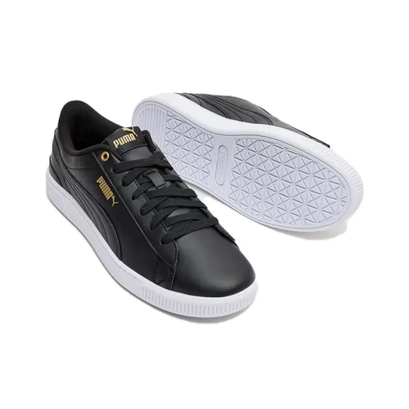 PUMA Vikky V3 Anti Slip Wear Resistant Low Top Skateboard Shoes Women's Black Gold-4