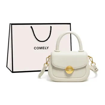COMELY PU One Shoulder Handbags Small Size Women's Crescent White