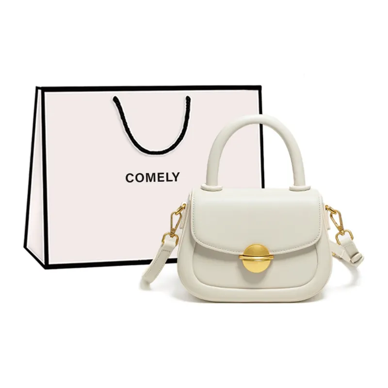 COMELY PU One Shoulder Handbags Small Size Women's Crescent White-0
