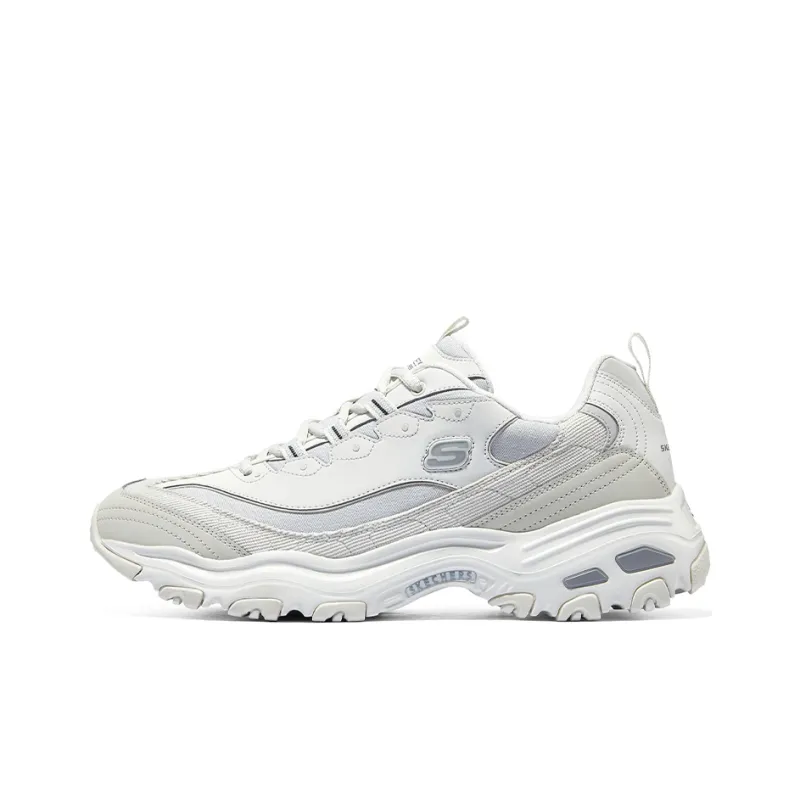 Skechers D'LITES 1.0 Breathable Lightweight Low Top Chunky Sneakers Men's White-0