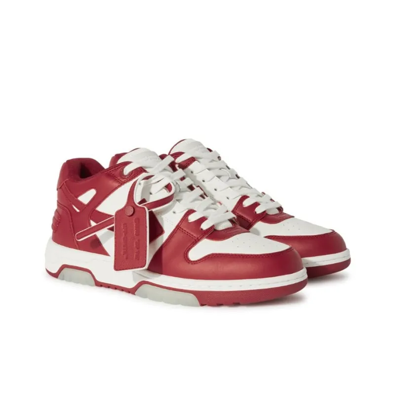 OFF-WHITE Out Of Office OOO Low Tops Burgundy White-2