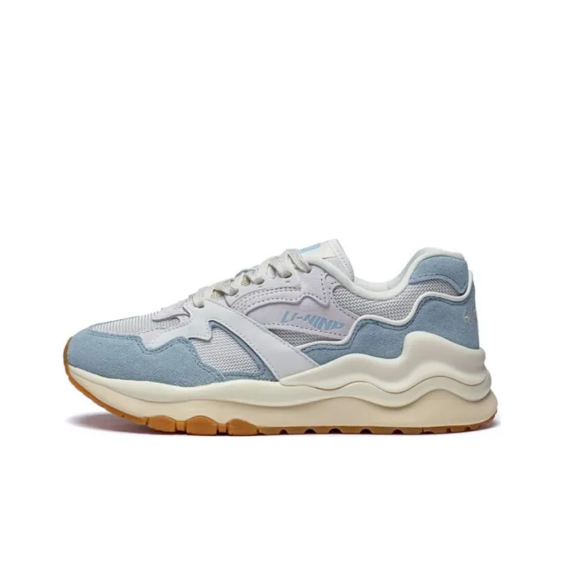 LiNing Mountains And Seas Durable Breathable Low Top Sports Casual Shoes Women's White Cyan-0