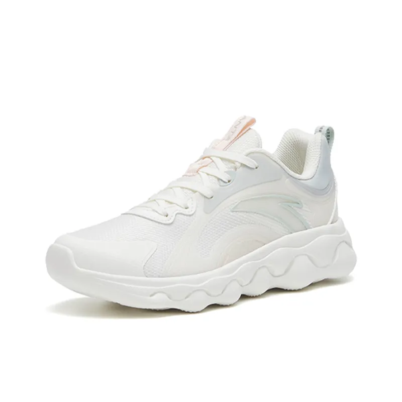 Anta Sheepskin Slip Resistant, Abrasion Resistant, Lightweight, Rebound Low Top Running Shoes Women's White Green-2