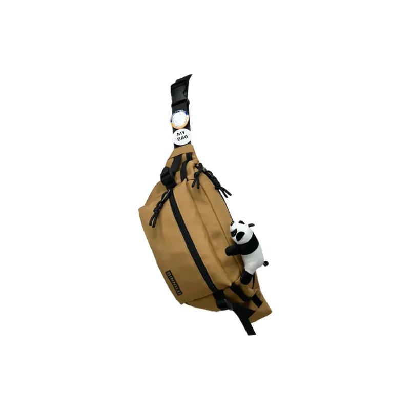 Cwatcun Nylon Sling Bag Regular Unisex White/Light Brown/Gray/Black-5