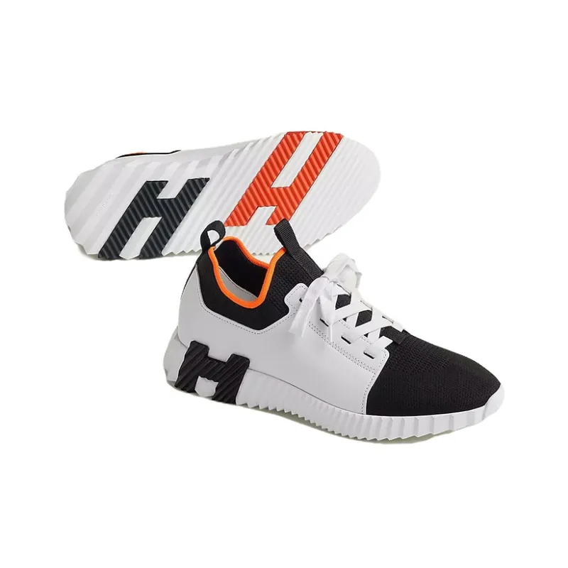 HERMES Depart Abrasion Resistant Low Top Sports Casual Shoes Men's White Black-4