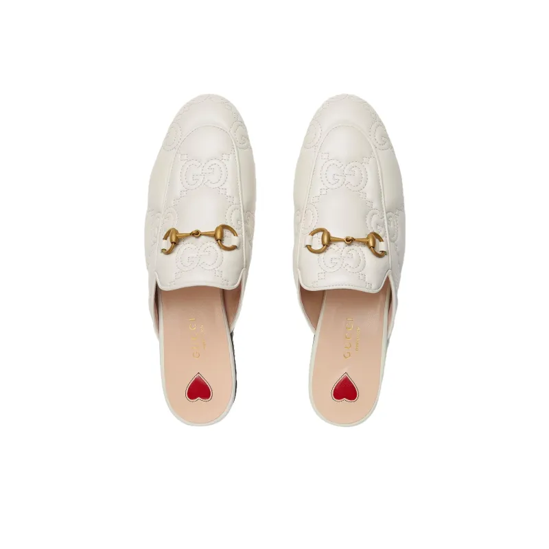 GUCCI Princetown Slipper White Embossed Leather-3