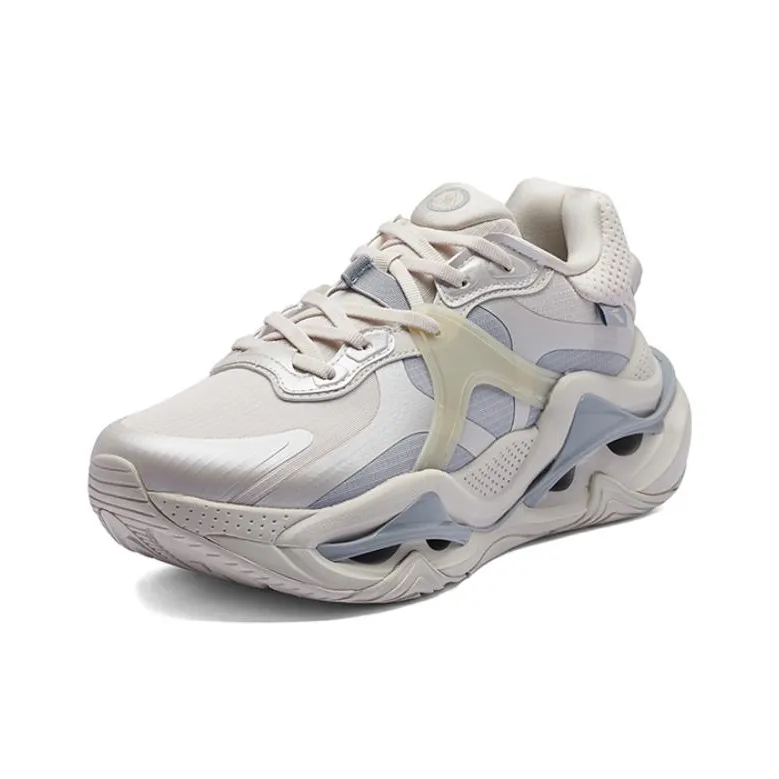 361° Shock Absorbers With Slip Resistant And Abrasion Resistant Properties Low Top Running Shoes Men's Gray White-2