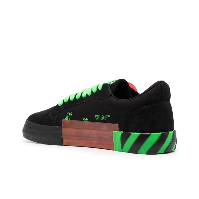 OFF WHITE Vulcanized Low Top Stylish Skateboarding Shoes Men's Black Green-4