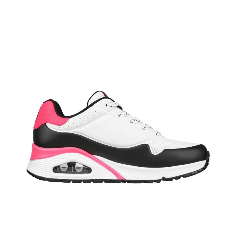 Skechers Uno Series Casual Shoes Women's Low-Top White/Neon Pink/Black-1