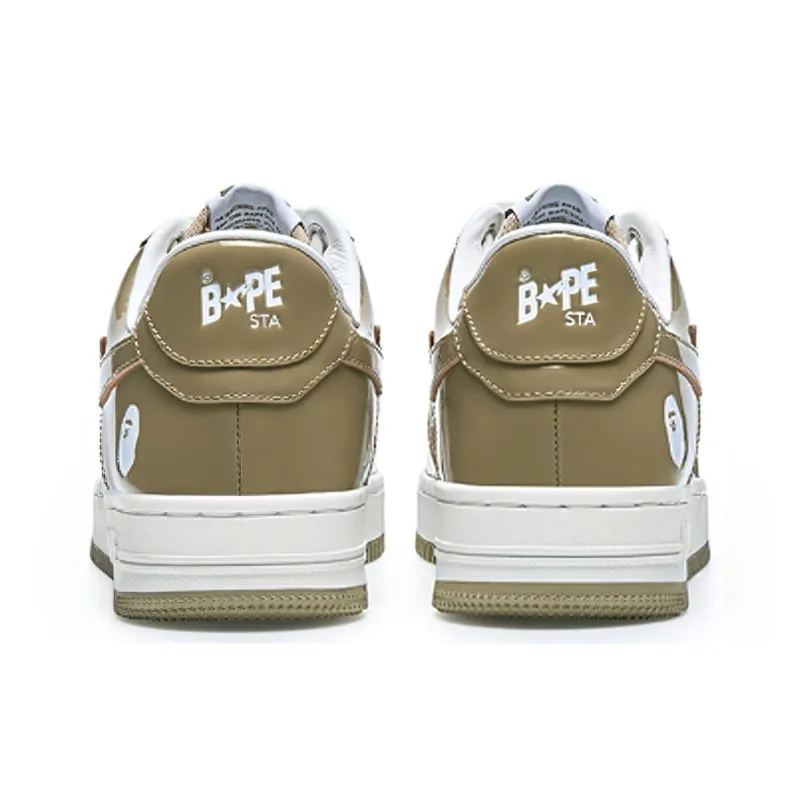BAPE A BATHING APE Bape Sta Patent Leather White Khaki 2023-4