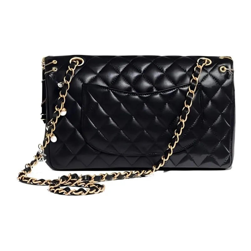 CHANEL Classic Flap CF Lambskin Flap Bag, Chain Bag, Crossbody Bag, Shoulder Bag Women's Black-1