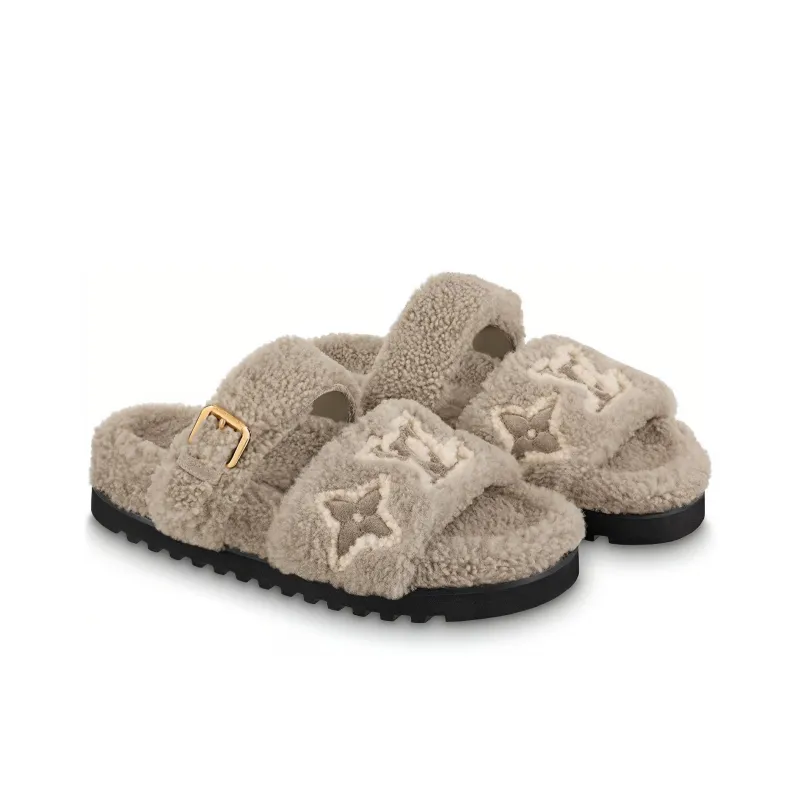 LOUIS VUITTON Paseo Comfort Slide Slippers Women's Light Brown-2