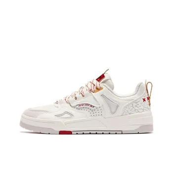 QIAODAN Inheritance 1.0 Durable Breathable Low Top Skateboard Shoes Ivory Tomato Red