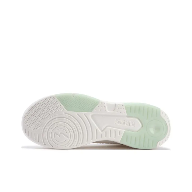 361° Abrasion Resistant High Top Skateboard Shoes Women's White Green-4