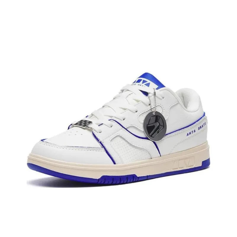 Anta AOYU Slip Resistant Shock Absorbers With Abrasion Resistant Properties Low Top Skateboard Shoes Men's White Blue-1