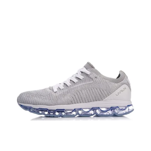LiNing Jueying Cushioned Slip-Resistant Breathable Running Shoes Unisex Gray White