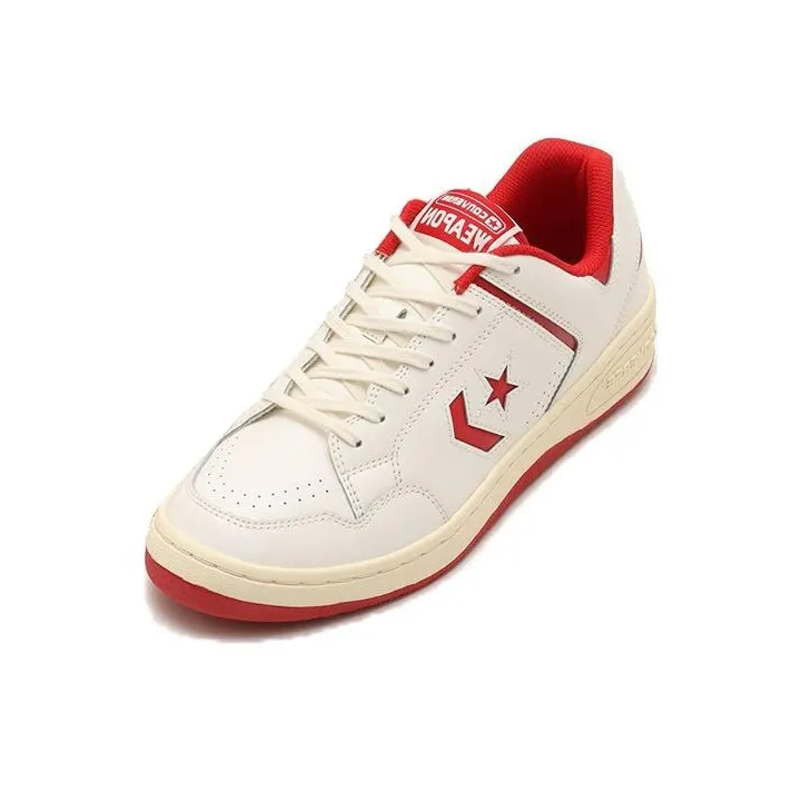 Converse Weapon O Cushioning Low Top Skateboard Shoes Men's White Red-2