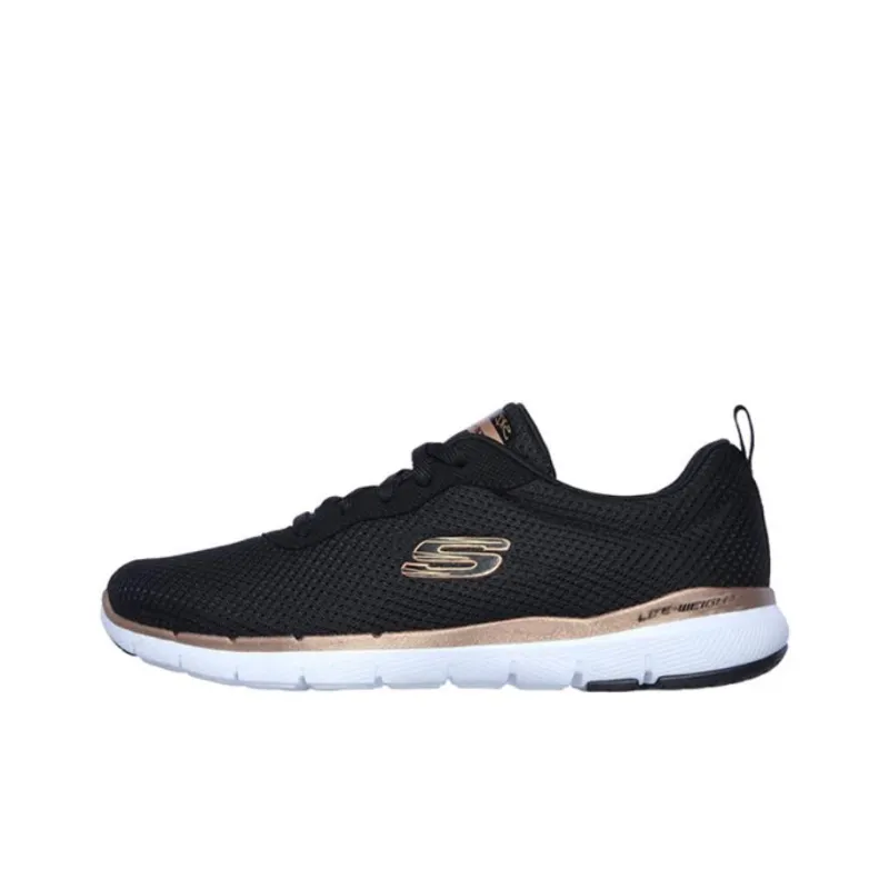 Skechers Flex Appeal 3.0 Cushioned Wear-Resistant Slip-Resistant Low-Top Running Shoes Women's Black Gold-0