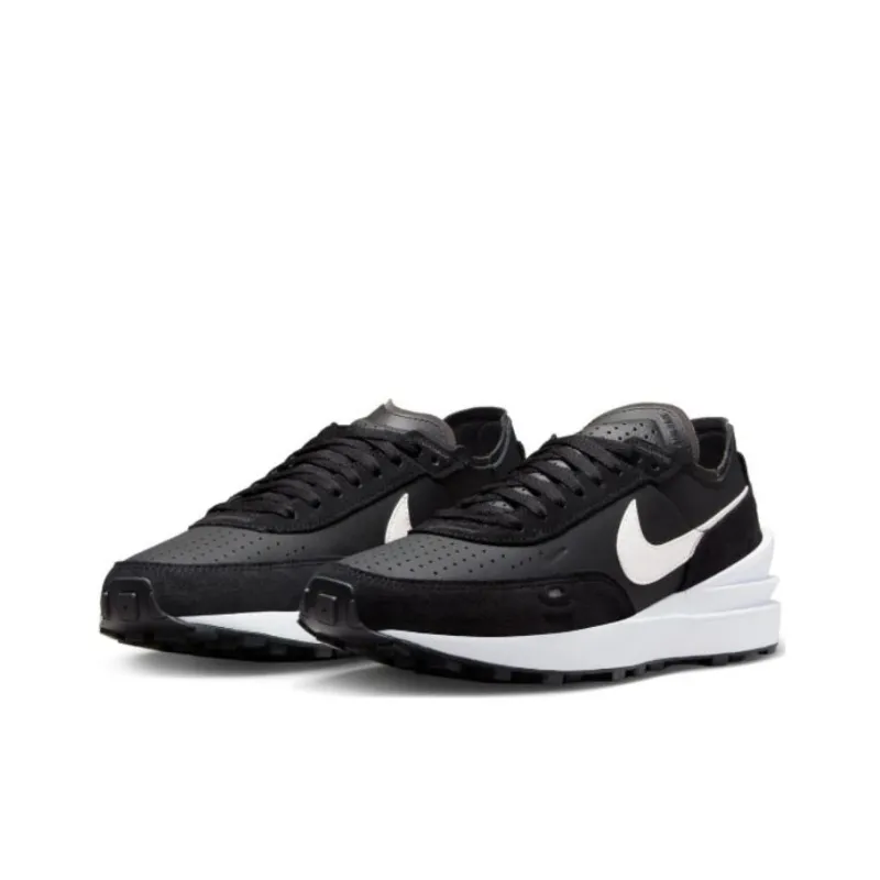 Nike Waffle One Leather Black White-1