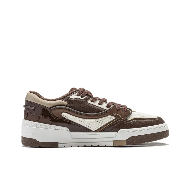 LiNing 001 BTC Slip-Resistant Cushioning Wear-Resistant Support Low-Top Skateboard Shoes Men's White Umber-1