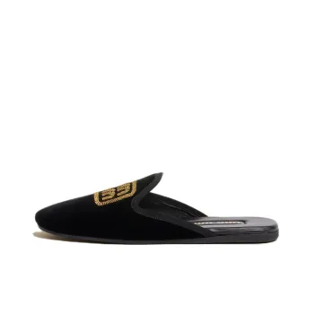 MIU MIU Logo embroidered Velvet Slippers