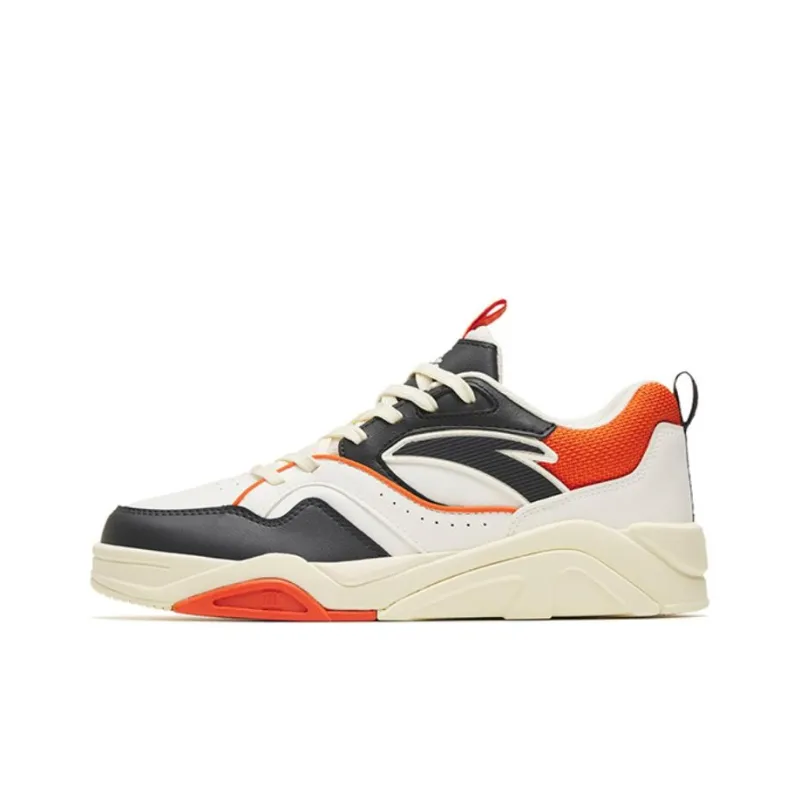 Anta Flame 3.0 Lightweight Cushioning Low Top Skateboard Shoes Men's White Orange-0