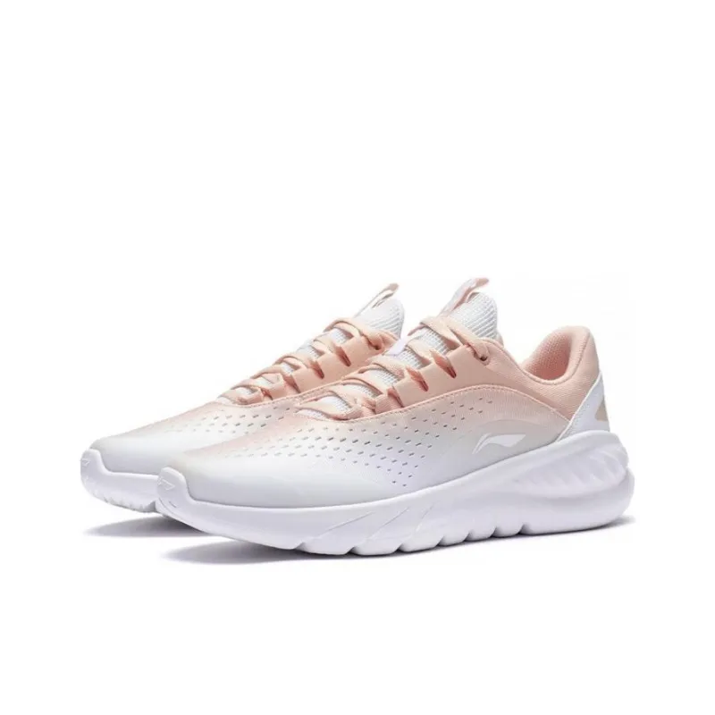 LiNing EazGo Easy To Fit Durable Breathable Low Top Running Shoes Women's White Pink-2
