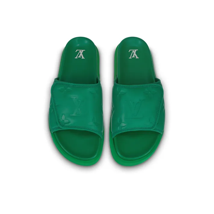LOUIS VUITTON Miami Slip Resistant Slide Slippers Men's Green-2