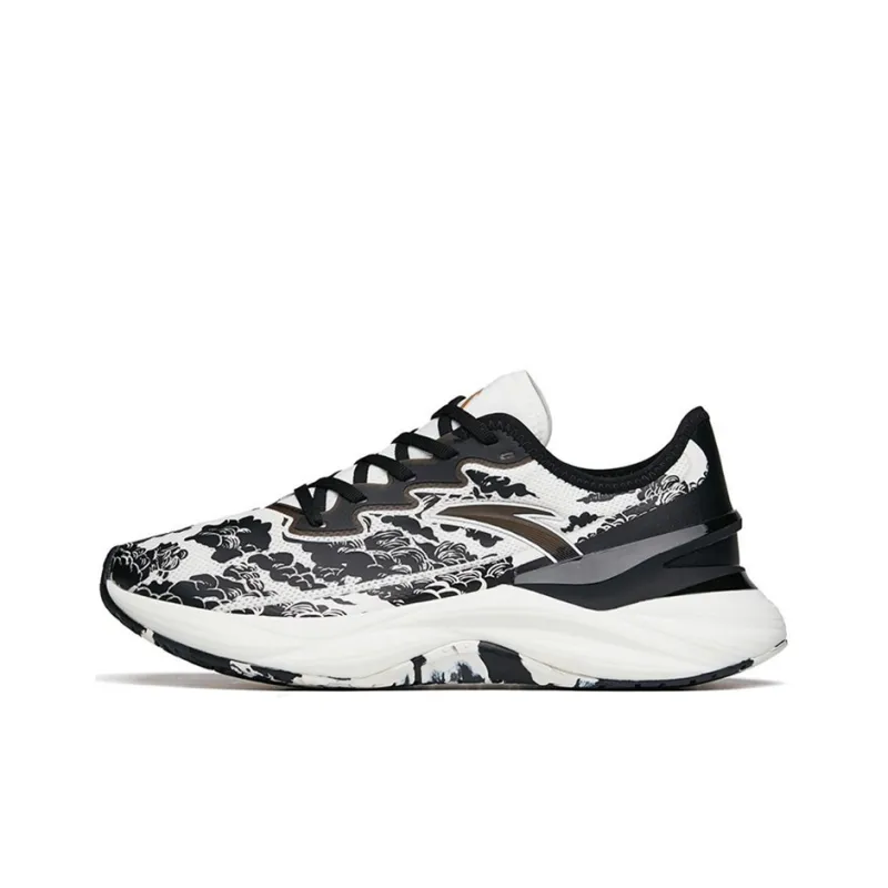 Anta Tron 2.0 Cushioned Anti Slip Wear Resistant Breathable Lightweight Low Top Running Shoes Men's Black White-0